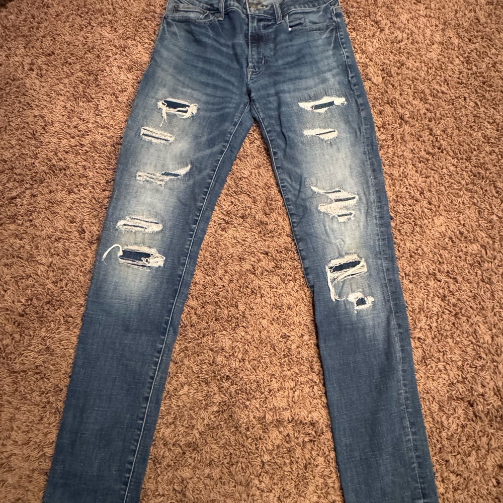 American Eagle Outfitters Men's Ripped Blue Skinny Jeans 30X34